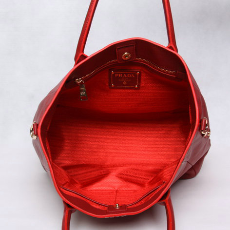 2014 Prada original grainy calfskin tote bag BN2537 red - Click Image to Close